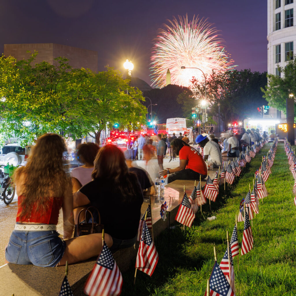 Das traditionelle Feuerwerk über dem Washington Monument am 4. Juli. - Foto © Bernd Lammel